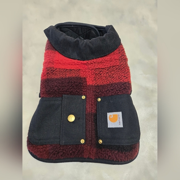 Carhartt Red/Black Sherpa Winter Cozy Dog Coat - Picture 1 of 7